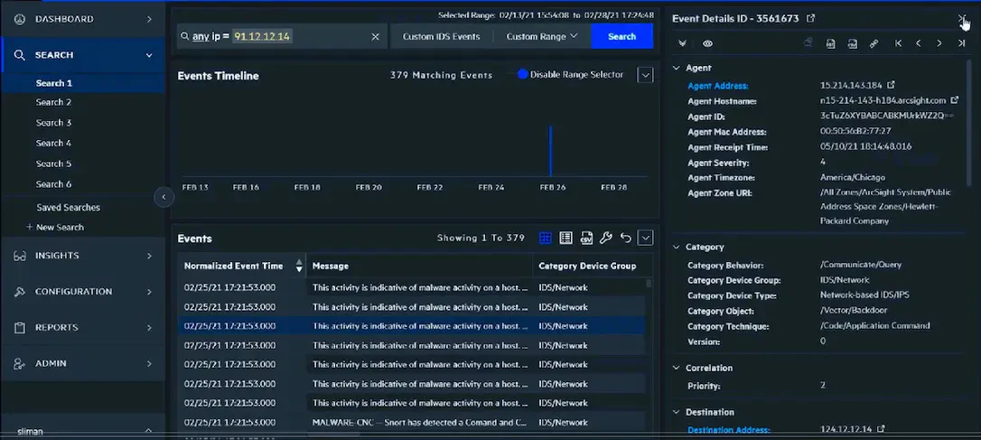 screenshot of OpenText Core Behavioral Signals